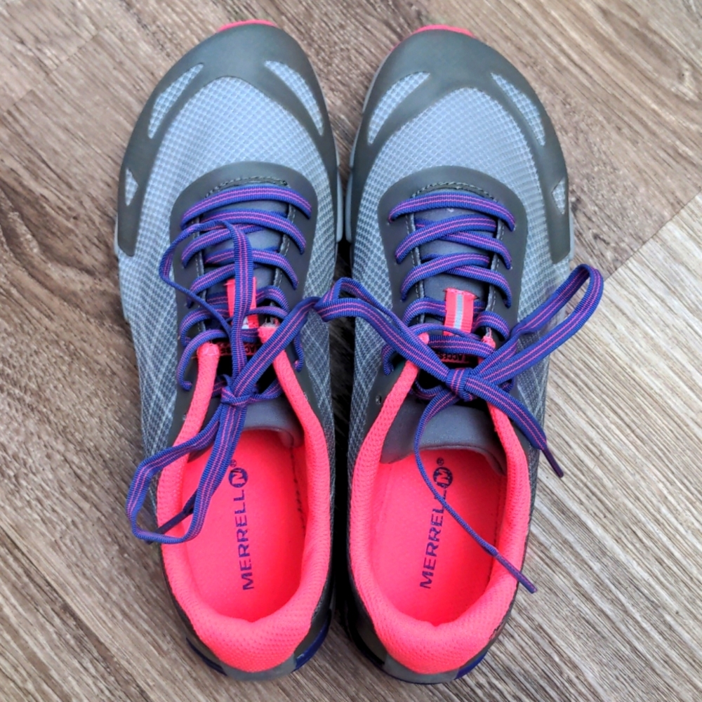 Merrell Bare Access Sneakers Gray Pink and Purple Big - Picture 7 of 8